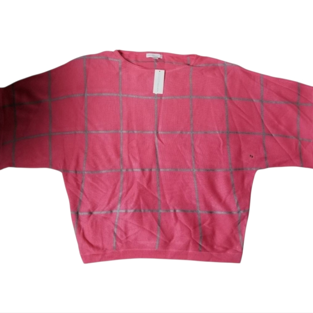 New York and Company salmon pink with gray stripes blouse top XS